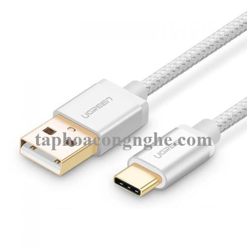 Ugreen 20815 3M màu Trắng Dây USB 2.0 sang Type-C đầu nhôm dây bọc vinyl US174 30020815